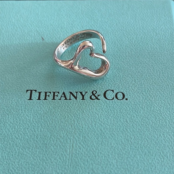 Tiffany & Co. Jewelry - Tiffany & Co. Open Heart Ring Elsa Peretti Sterling Silver 925 Size 4.5 VGUC